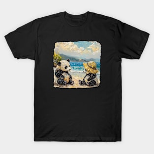 Two Pandas on the Beach T-Shirt